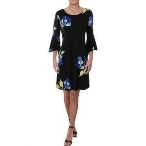 NWT Lauren Ralph Lauren Tycenda Floral A-Line Bell Sleeve Dress Size 14